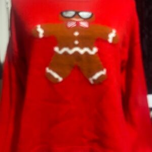 Crop Red Gingerbread Man  Ugly Sweater, size XS